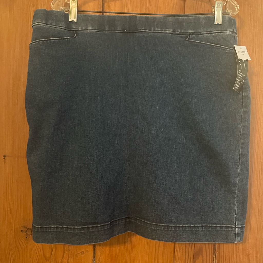Nwt Kim Rogers Fit Solution Tummy Control Blue Denim Stretch Skort Size 14